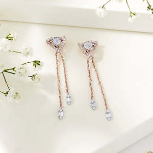 Pendientes de Diamantes con Perno en Forma de Pirámide Dorada Apex para Mujer - Product Image 5