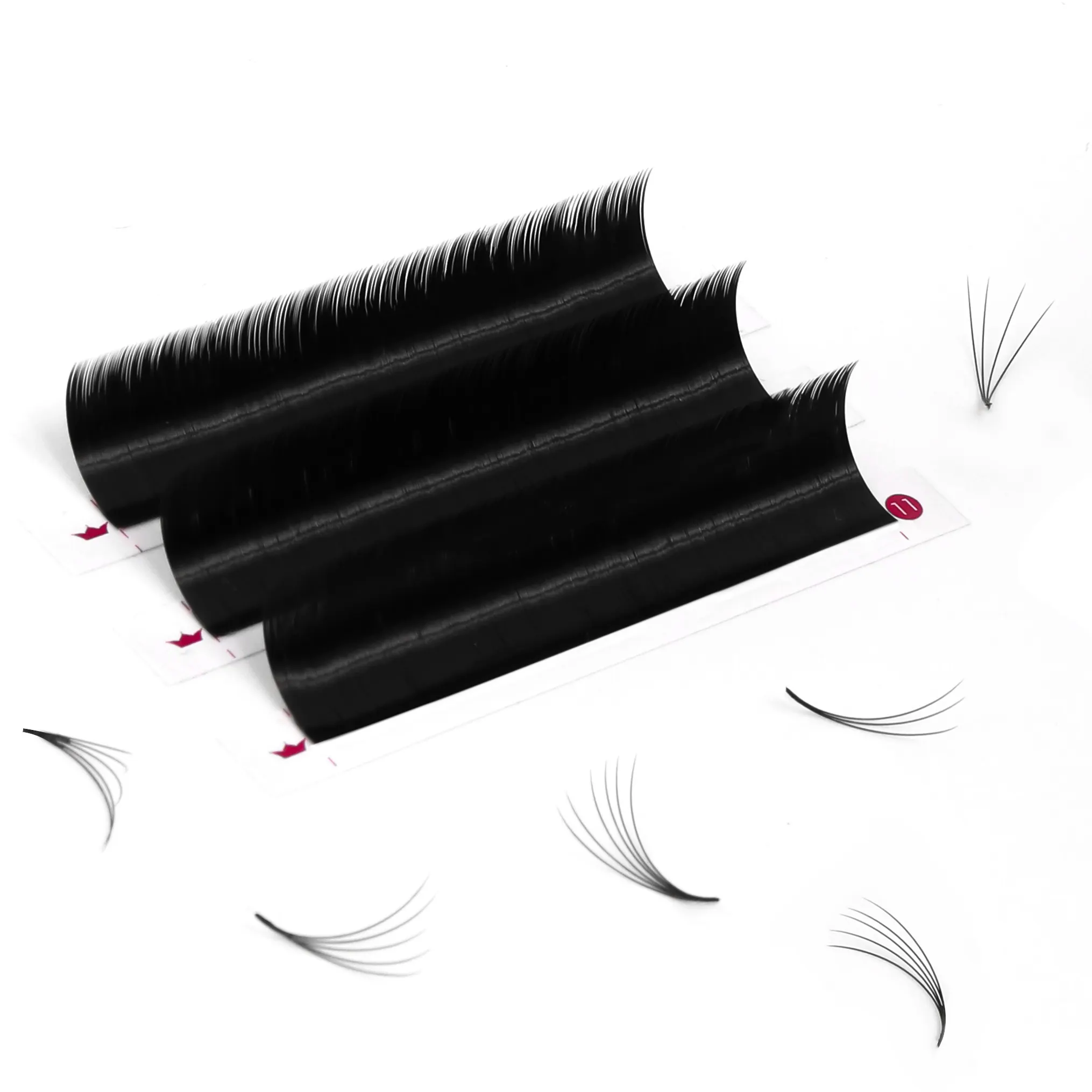 Extensions de cils de vison coréennes végétaliennes en fibre de vison pbt personnalisables méga volume faux cils de vison extension de cils individuels en gros