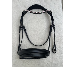 Premium Leather Horse Bridle with Pink Crystal Browband Comfortable Padded Design Durable Horse Equipment Accessories - Product Image 1
