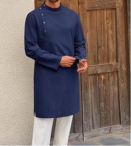 Kuchi Tribal Afghan Kurta y Pijama de algodón transpirable hecho al por mayor Dubai moda azul Afghan Kurta 2 uds traje estilo Punjabi - Product Image 4