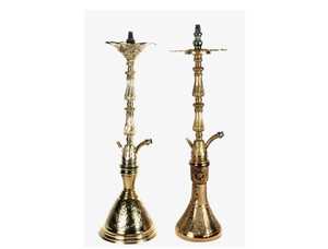 Chichas traditionnelles égyptiennes en laiton massif Farida de grande taille, finition laquée de luxe, personnalisables, trois niveaux, noires - Product Image 4