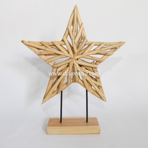 Branche en bois naturel de teck support décoratif étoile en bois de teck artisanat pour décorations de Noël - Product Image 2