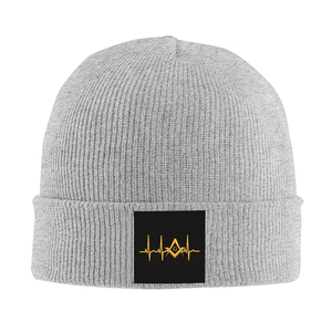 Custom Heartbeat Freemason Breathable <b>Waterproof</b> <b>Beanie</b> Caps Hip Hop Knitting Hat Unisex Adult Size Winter Warm - Product Image 1