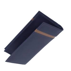 Cartera Larga de Cuero Azul Marino para Hombre con Raya Marrón, Tarjetero Delgado, Organizador de Pasaporte de Viaje, Diseño Ejecutivo Elegante - Product Image 5