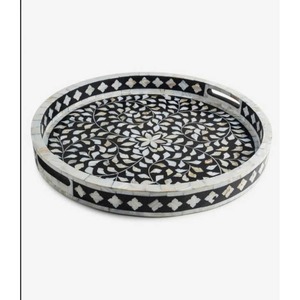 Plateau de service en incrustation d'os fait à la main durable en gros avec poignées de découpe parfaites sur les deux bords - Product Image 3