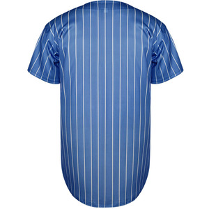เสื้อเบสบอลชายสีน้ำเงินลายทาง แขนสั้น คอวี ติดกระดุมด้านหน้า ผ้าโพลีเอสเตอร์ซับเหงื่อ ชุดกีฬา - Product Image 2