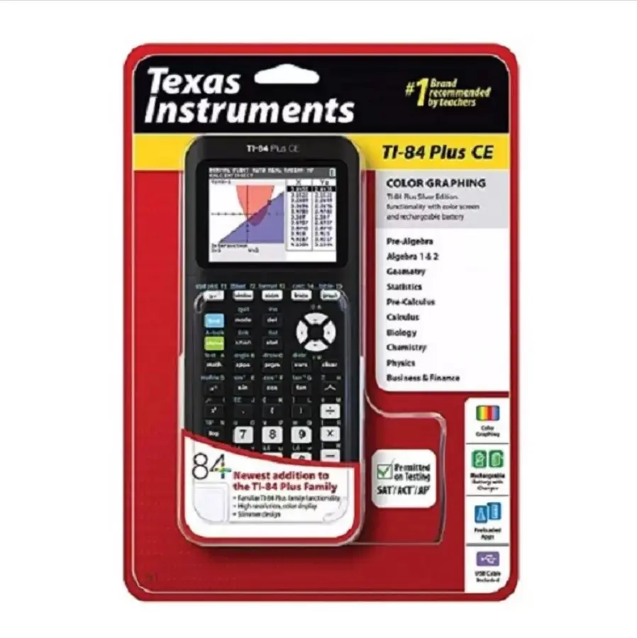 新しいTexas Instruments TI-84 Plus CEカラーグラフ電卓、ブラック