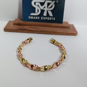 Engraved Plain Brass Copper Bangle Handmade Open Cuff <b>Kada</b> Bracelet Traditional Adjustable Lightweight Unisex Wrist Wear Metal - Product Image 4