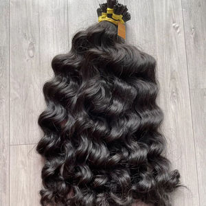 Extensiones de cabello Remy camboyano súper doble dibujado ITip queratina preadherida ondulado y recto teje 100g todos los colores - Product Image 1