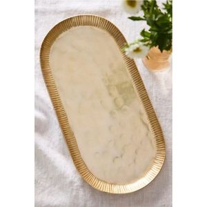 Vintage Gold Serving <b>Tray</b> Decorative Small Oval Trinket Dish for Ring <b>Jewelry</b> Durable Beaded Wedding Party Table Decor Platter - Product Image 5
