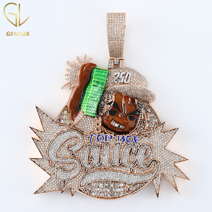 จี้เพชรโมอิสซาไนต์ทรงกลมและทรงบาแก็ตต์ คุณภาพ VVS สไตล์ฮิปฮอป ประดับตัวอักษร/เงิน สำหรับผู้ชาย ขายดี - Product Image 4