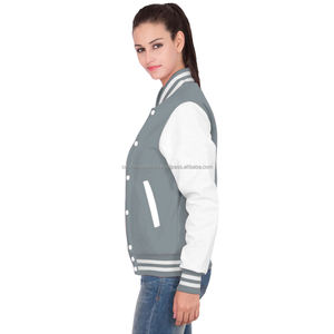 Chaqueta Varsity de Algodón Bordada para Mujer, Estilo Urbano, con Parches Personalizados y Marca - Product Image 2