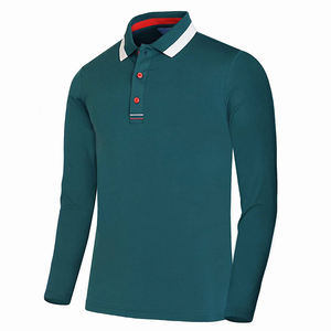 Polo de algodón y poliéster para hombre adulto, Jersey de manga larga de color vuelto, camisetas polo ajustadas - Product Image 3