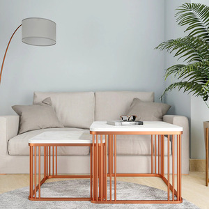 Industrial Square Dual <b>Tables</b> Sturdy and Trendy Home Decor Square Dual End <b>Tables</b> Perfect for Contemporary Living Spaces - Product Image 2