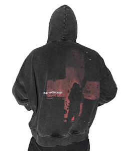 Sweat à capuche polaire brodé et sérigraphié pour homme et femme, avec cordons de serrage, respirant, en coton long, OEM, collection hiver - Product Image 6