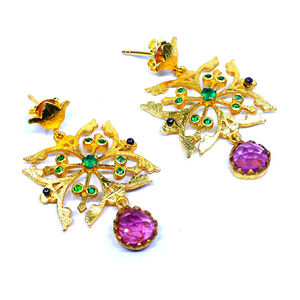 Créateur en argent sterling 925 à la mode classique unique pour femmes ensemble de boucles d'oreilles goutte tourmaline émeraude pierres précieuses attrayant unique - Product Image 1