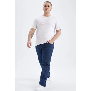T-shirt taglie forti da uomo canottiera bianca a maniche corte con colletto Zero 100% cotone in cotone pettinato