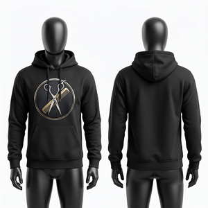 Sweat à capuche pour homme en molleton de coton et polyester 320 GSM, dégradé marron-noir, avec logo personnalisé imprimé DTF et brodé, modèle pull-over - Product Image 4