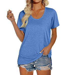 T-shirt ajusté pour femmes le plus vendu du fabricant professionnel Nouveau design avec décoration de boutons Écologique pour l'été - Product Image 3