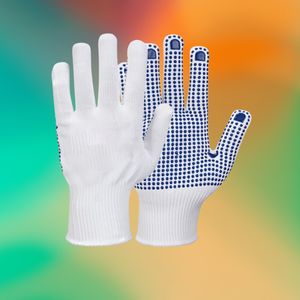 Best-seller Gants de sécurité en coton blanc robuste Revêtement de construction en PVC à pois simple face Bonne prise en main pour les garages d'extérieur - Product Image 1