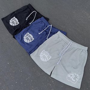 Pantalones cortos de malla de alta calidad Unisex transpirable tela cómoda impresión DTF Venta caliente estilo de calle cordón sólido - Product Image 1