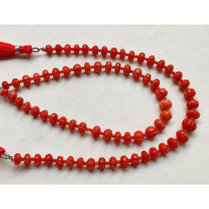 Sculpté Melon Forme Naturel Italien Rouge Corail Gemme Sculpture Perles Melon Forme 6 À 7 MM Perles 8 Pouces Strand Coral Beads - Product Image 1