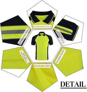 Hi Vis Safety Polo Shirts High Visibility Reflective Shirts Construction <b>Work</b> Short Sleeve Shirts for <b>Men</b> - Product Image 4