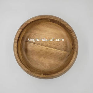 <b>Large</b> Acacia Wood <b>Bowl</b> D20xH7cm | Handmade Natural Wooden <b>Serving</b> <b>Bowl</b> for Salad Fruit Snacks | Rustic Kitchenware - Product Image 5