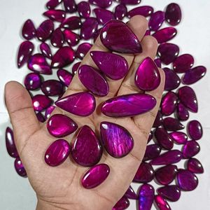 Pierre précieuse en labradorite teinte en violet, qualité supérieure, lot de cabochons en labradorite teinte en violet, guérison pour la fabrication de bijoux - Product Image 2