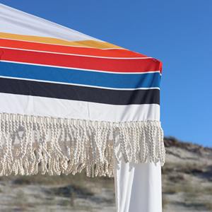 Auvent de soleil de luxe en polycoton rayé de 6,5 pieds pour l'extérieur, abri avec poteau en <span class=keywords><strong>bois</strong></span>, frange 100% coton, cabane de plage avec sac de rangement - Product Image 5