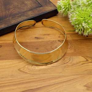 สร้อยคอทองเหลืองแบบกว้างเรียบง่าย สไตล์วินเทจ สร้อยคอโบฮีเมียนสำหรับผู้หญิง สวมใส่ในงานเทศกาล - Product Image 3