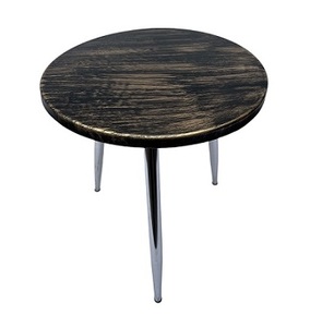 Metal Top SS <b>Side</b> <b>Table</b> With Brushed Texture on Top With <b>Black</b> and Gold Powder Coated Top - Product Image 1