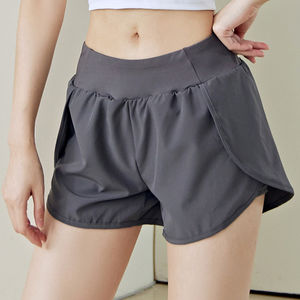 Pantalones cortos deportivos de doble capa de alta calidad para mujer, transpirables de secado rápido para entrenamiento al aire libre, informal, para correr, Yoga, ajuste teñido liso - Product Image 5