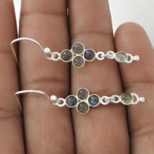 Natural Labradorite Gemstone 925 <b>Sterling</b> <b>Silver</b> Unique Design Dangle <b>Earrings</b> for Mother's Day Bohemian Jewelry Bulk Suppliers - Product Image 3