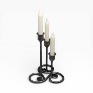 Ensemble moderne de trois bougeoirs en métal noir avec un design haut et mince pour les intérieurs modernes - Product Image 2