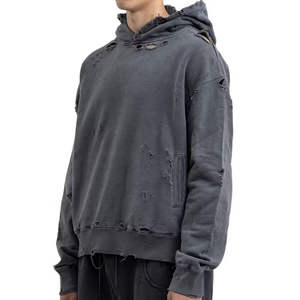 Sudaderas con capucha desgastadas con lavado ácido Jersey ligero de calle con estilo vintage última moda sudaderas con capucha de gran tamaño para hombres - Product Image 5