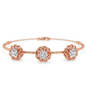 Bracelet ouvrable en or massif 14K avec diamant de laboratoire rond en spirale torsadée, 1 carat TW, élégant, pour un usage quotidien et superposé - Product Image 3