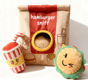 Jouet pour chien moderne en peluche ELEVE, couineur, doux, réutilisable, écologique, léger, en polyester, à mâcher, design animal mignon, forme rectangulaire, 200g - Product Image 1