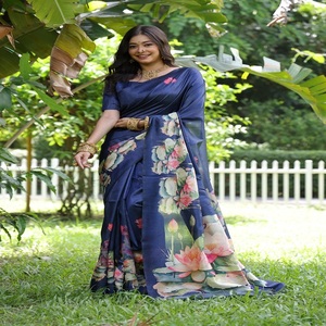 Exportation indienne qualité belle couleur doux Tussar soie Saree Blouse tendance tenue imprimé travail pour adultes monde entier exportateur - Product Image 1