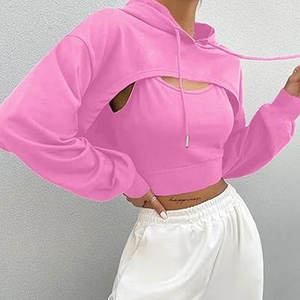 Nueva Llegada: Sudaderas con Capucha Cortas para Mujer, Transpirables, Resistentes al Viento, Antipilling, Ropa Casual para Invierno, Precio Bajo, Logotipo Frontal - Product Image 4