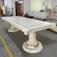 Ensemble de table à manger rectangulaire de luxe, traditionnel, en teck massif, sculpté à la main, écologique, durable, pour 10 personnes, pour usage hôtelier