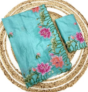 Sari indien traditionnel en tussar pur chocolat avec broderie florale, fabricant de mode féminine de Surat au prix le plus bas - Product Image 5