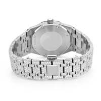 Montre de luxe analogique à quartz ETA en acier inoxydable glacé avec moissanite Platinum Frost, édition limitée, bracelet 20 mm, cadran en verre, tendance