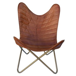 Silla de cuero de mariposa elegante de estilo antiguo, silla de ocio plegable de diseño rústico para el hogar, dormitorio al aire libre, comedor, sala de estar - Product Image 1