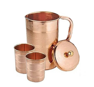 Pichet en cuivre le plus vendu en gros avec couvercle écologique Trending Ayurvedic Designs pour verres Pichet en métal pour une utilisation écologique - Product Image 2