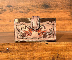 Cartera plegable de cuero con herramientas manuales para mujer, cartera de mano de cuero tallado genuino de alta calidad, cartera de tarjetas de crédito de piel de vaca - Product Image 2