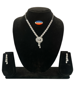 Elegante D5690 Conjunto de joyas de diamantes Elegante collar y pendientes clásicos Vintage para aniversarios y fiestas - Product Image 2