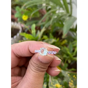 Natural Aquamarine Tanzanite <b>Ring</b> 925 Sterling Silver Handmade Gemstone <b>Ring</b> Wholesale Jewelry Supplier - Product Image 2