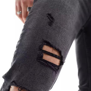 Jeans décontractés pour hommes respirants de haute qualité Logo personnalisé nouveau pantalon en jean adulte à la mode taille moyenne déchiré Patchwork Design - Product Image 5