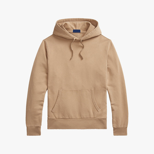 Sweat à capuche décontracté beige pour hommes en coton mélangé doux pull-over avec cordon de serrage et poches pour tous les jours au printemps Logo personnalisé - Product Image 1